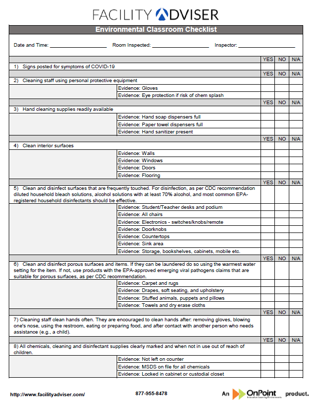 Enviornmental Classroom Checklist